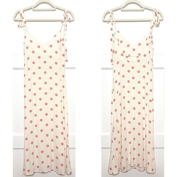 REFORMATION 90s Polka Dot Sleeveless Tie Strap Open Back Midi Slip Dress S - Picture 2 of 6